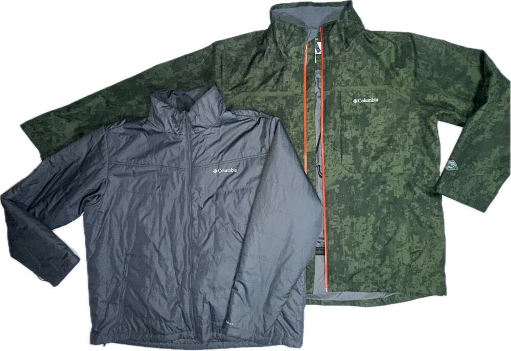 COLUMBIA INTERCHANGE Sz XXL 2 Layer Jacket Waterproof Omni-Heat Digital Camo
